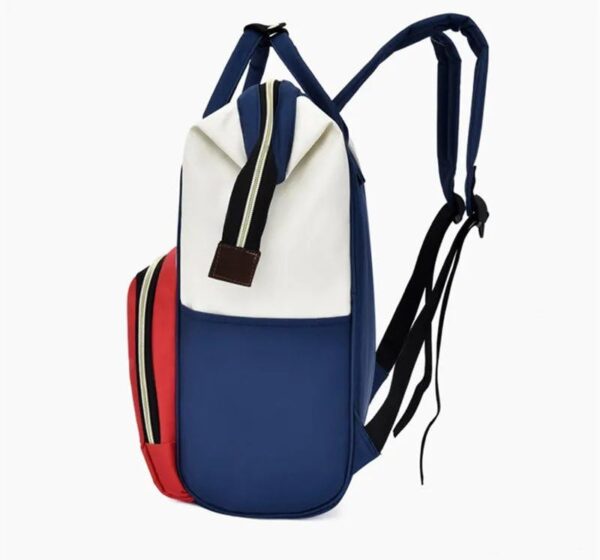 Red & Navy Colorblock Diaper Bag – Waterproof & Spacious - Image 5