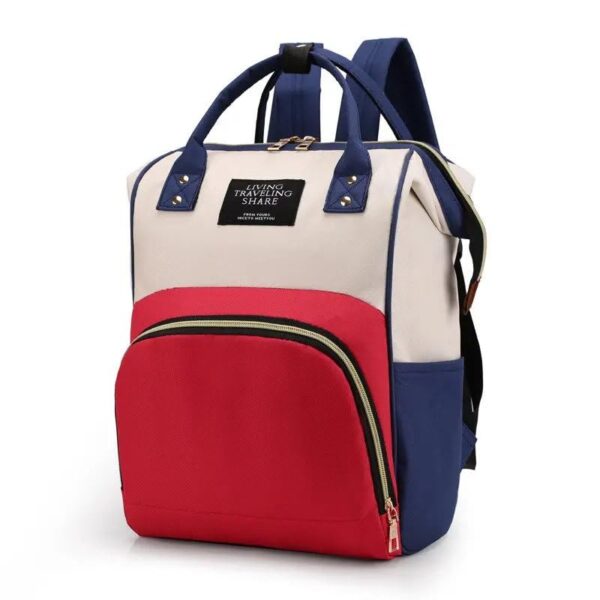 Red & Navy Colorblock Diaper Bag – Waterproof & Spacious - Image 4