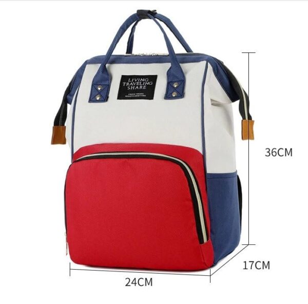 Red & Navy Colorblock Diaper Bag – Waterproof & Spacious - Image 7