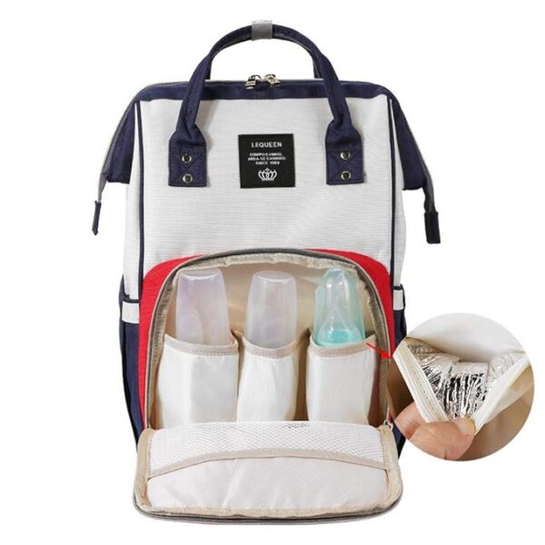 Red & Navy Colorblock Diaper Bag – Waterproof & Spacious - Image 2