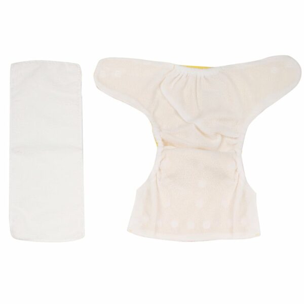 Solid Yellow Cloth Diaper with Reusable Insert - Image 3