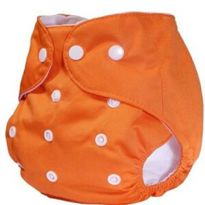 Orange baby cloth diaper with reusable insert