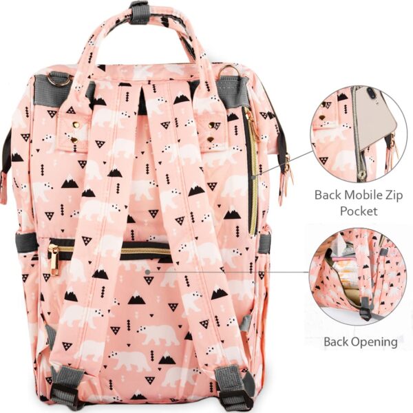 Blush Bear Diaper Bag – Neutral & Adorable Travel Backpack - Image 2