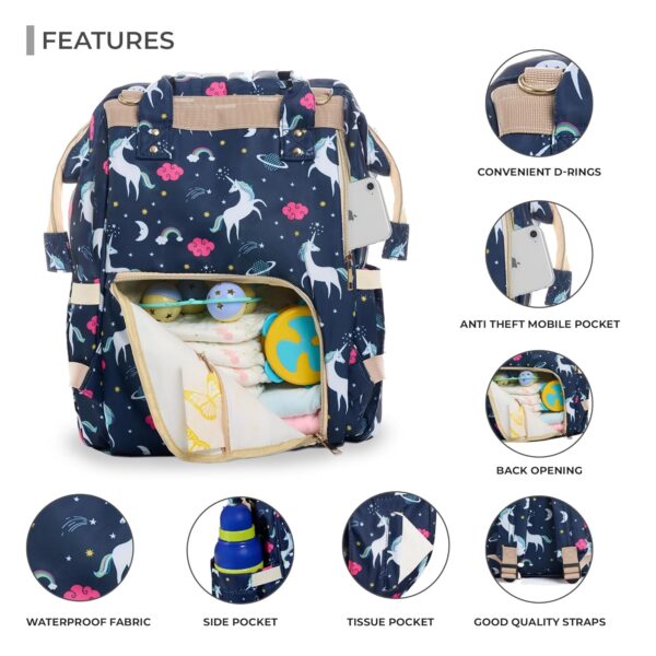 Grey Unicorn Diaper Bag – Galaxy-Inspired Spacious Backpack - Image 3