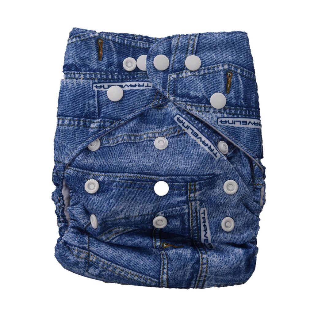 Denim Jeans Print Cloth Washable Diaper & Insert