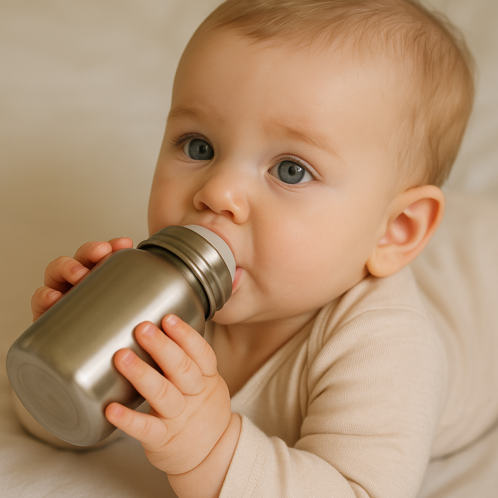 Stainless steel bottle newborn baby milk feeding nipple