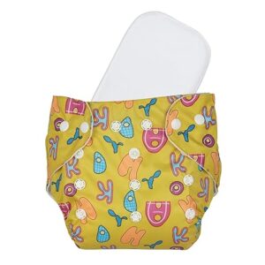 Yellow cartoon-printed baby cloth diaper