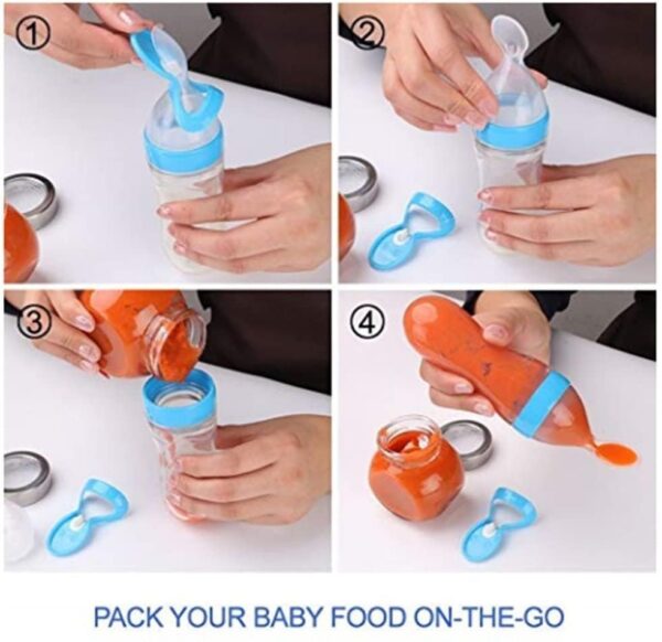 Blue Squeeze Bottle Spoon Feeder – BPA-Free Silicone for Baby Feeding - Image 4