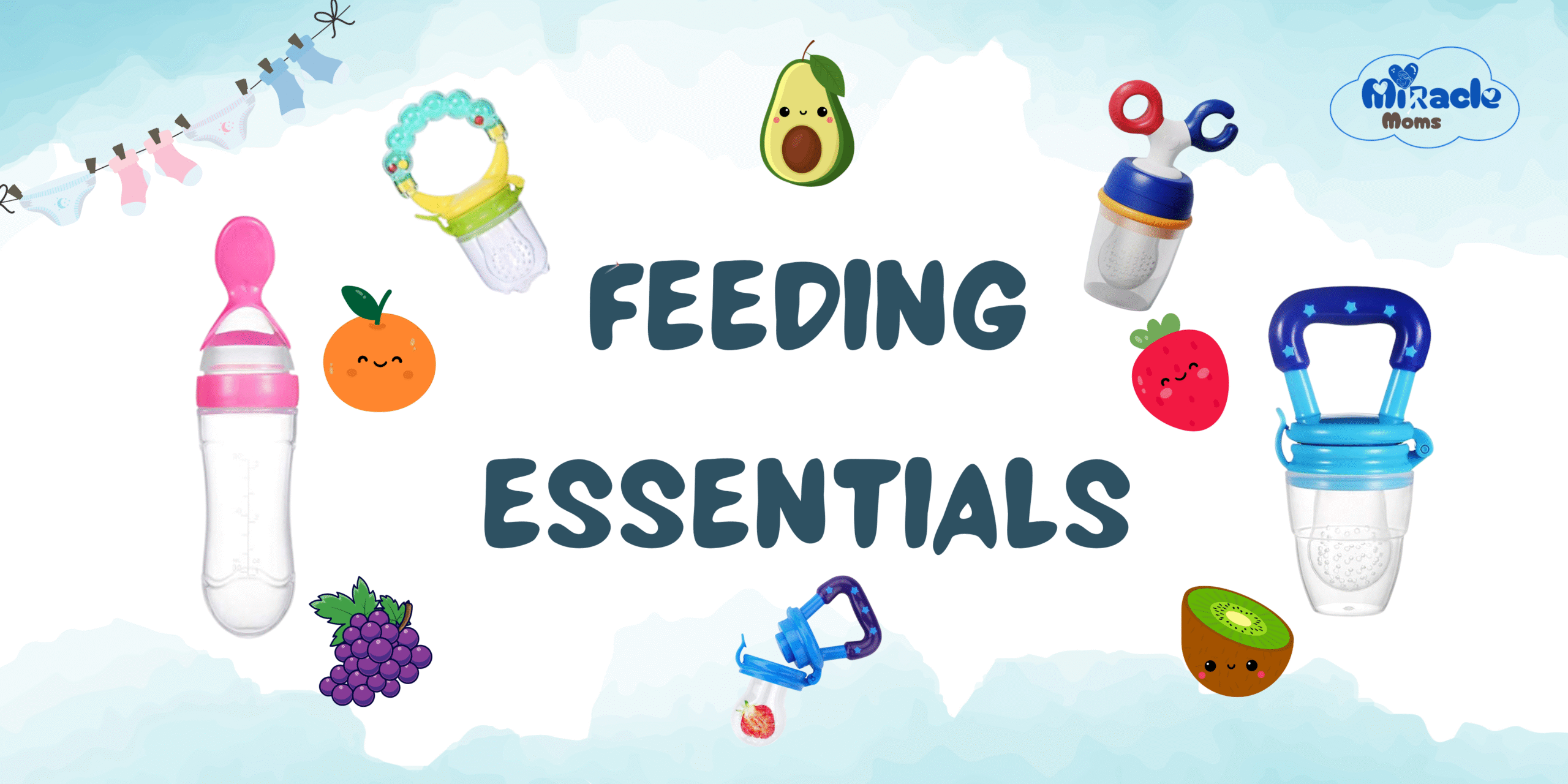 baby feeding essentials fruit feeder and dispensing spoon bottle