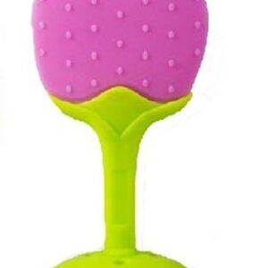 Apple-shaped silicone baby teether