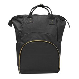 Black unisex diaper backpack with multiple pockets