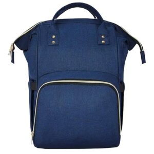 Navy blue diaper backpack with insulated bottle pockets