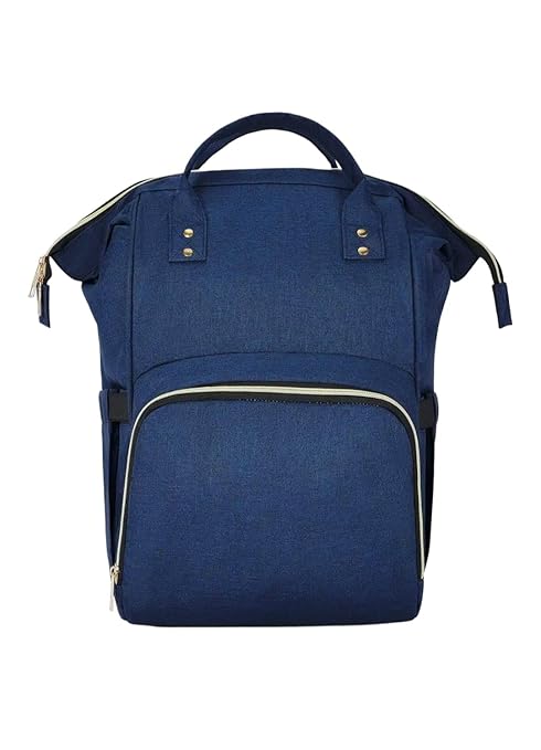 Navy blue diaper backpack with insulated bottle pockets
