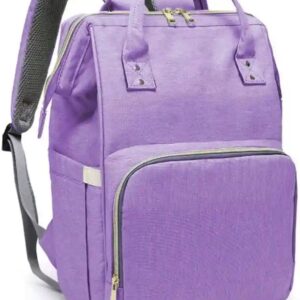 Purple diaper bag backpack for moms with multiple compartments