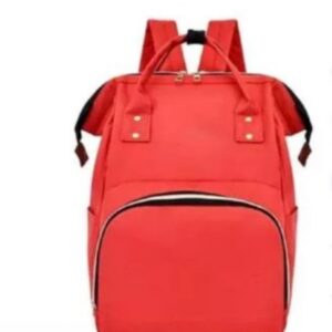 Bold red diaper backpack for moms with waterproof fabric