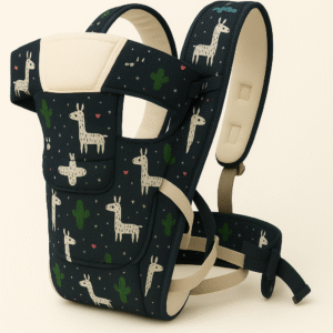 Printed 4-in-1 Baby Carrier with cute rainbow, giraffe, or cloud design – ergonomic and breathable.