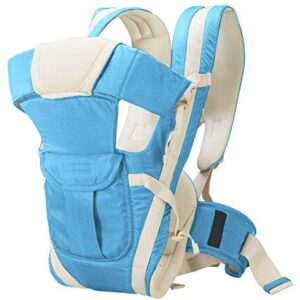 Sky blue baby carrier for newborn and toddler with padded straps
