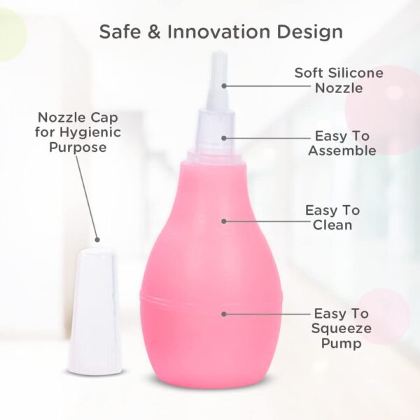 Baby Nasal Aspirator – Soft Silicone Nose Cleaner (Pink) - Image 7