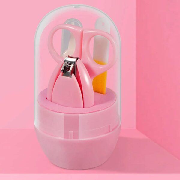 Baby Nail Care Kit – 4 in 1 Baby Grooming Set with Scissors, Clipper, File & Tweezer (Pink) - Image 2
