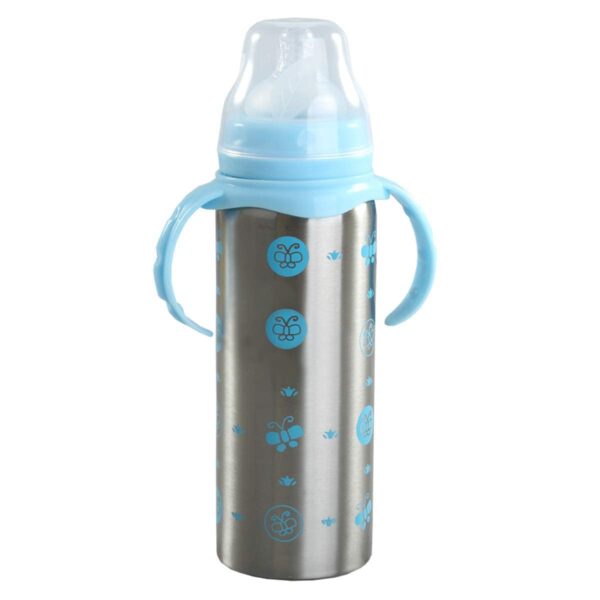 Blue 4-in-1 Stainless Steel Baby Bottle – 250 ml | Anti-Colic, Sippy, Straw & Storage Modes - Image 5
