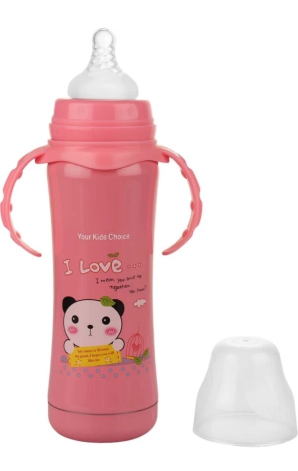 Printed 4-in-1 Stainless Steel Baby Bottle – 250 ml | Cute Prints & Multi-Use - Image 3
