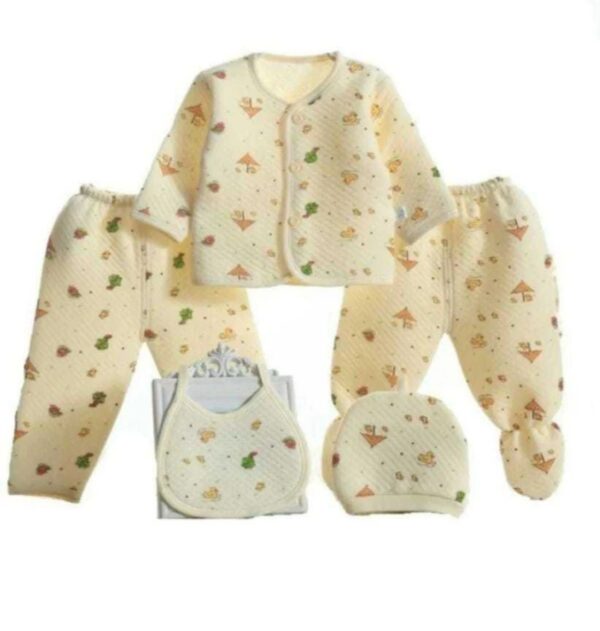 yellow baby 5 pcs dress set with bib Newborn baby girl clothes set yellow color