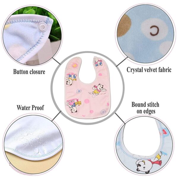 Baby Bibs Set of 6 – Cute Printed Cotton Waterproof Feeding Bibs for Babies - Image 7