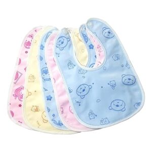 Set of 5 printed baby bibs with animal designs – cotton waterproof feeding bibs